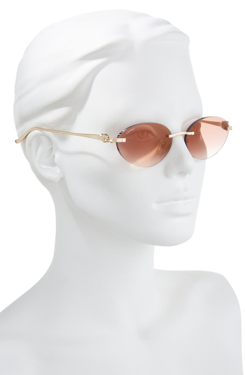 Cartier 58mm Rimless Oval Sunglasses, Alternate, color,