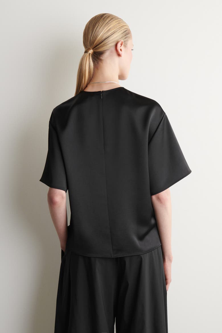 Oversized Satin T-shirt, Alternate, color, BLACK