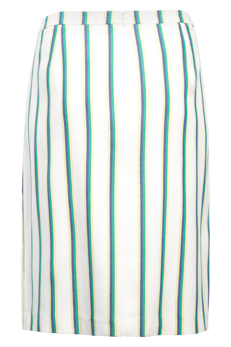 Stripe Faux Wrap Pencil Skirt, Alternate, color, IVORY- BLUE GREEN STRIPE