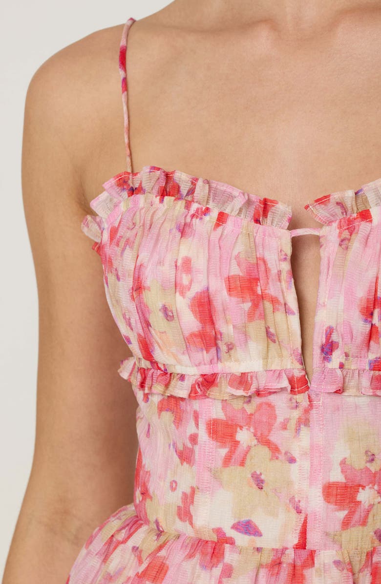 ASTR the Label Vonnessa Floral Print Tiered Maxi Dress, Alternate, color, Pink Coral Multi