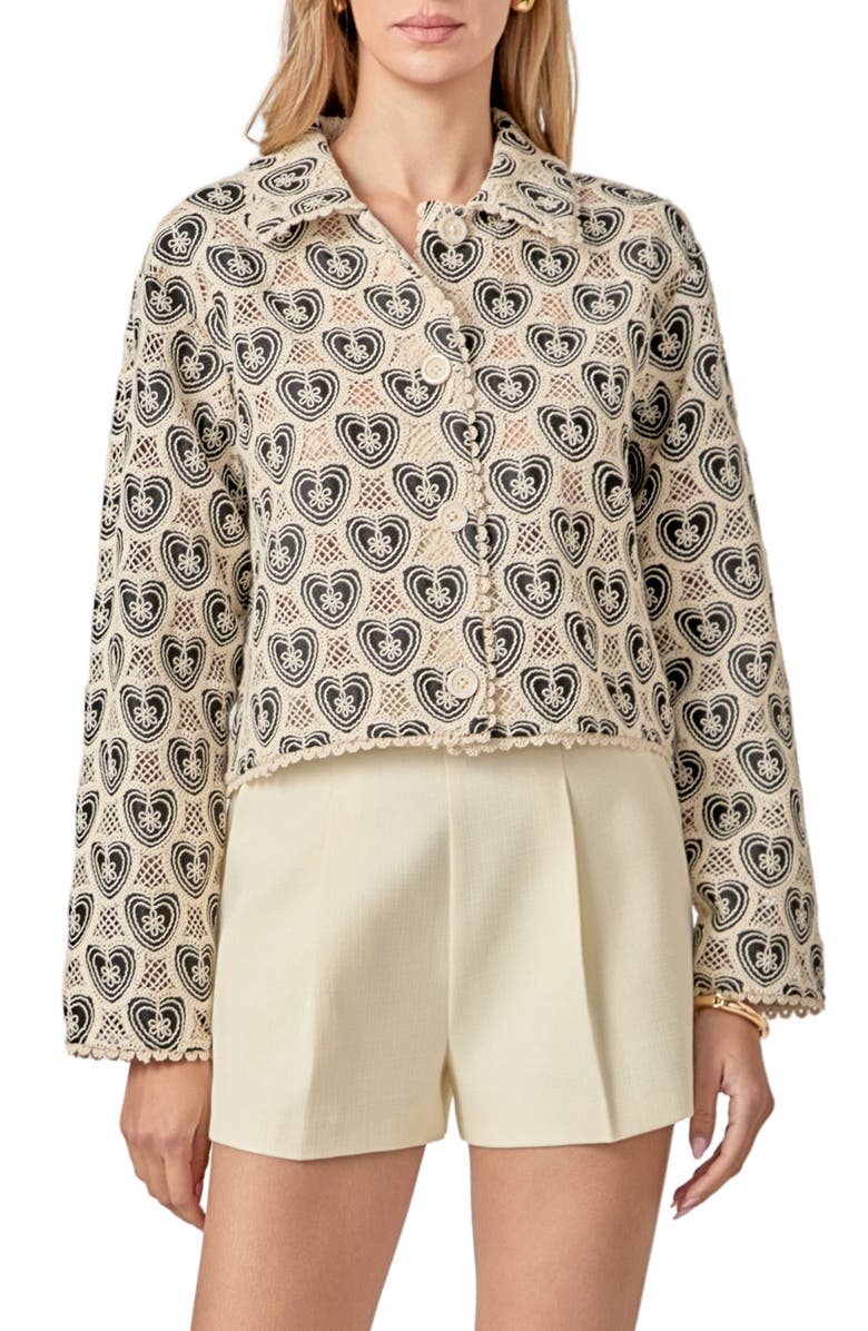 English Factory Crochet Shirt, Main, color, Natural/ Black