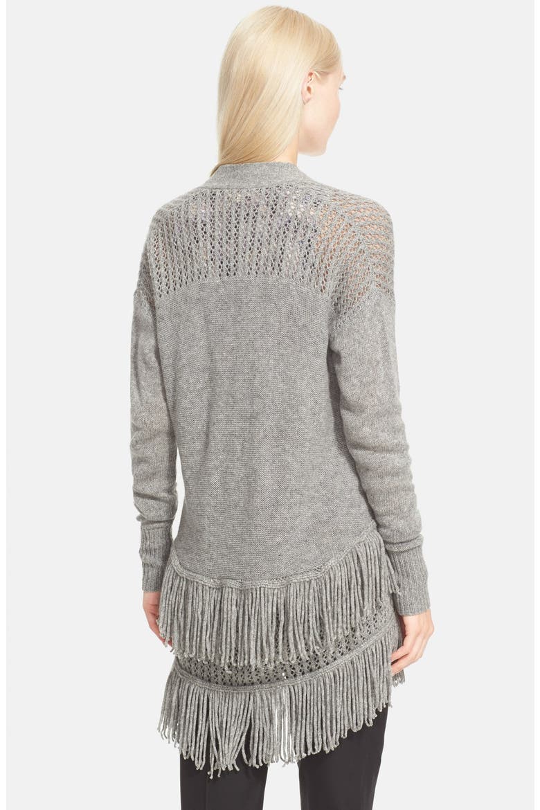Fringe Knit Cardigan, Alternate, color, LIGHT GREY