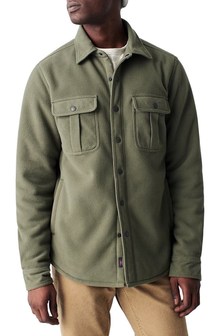 Fleece Lined Snap Shirt Jacket, Main, color, OLIVE