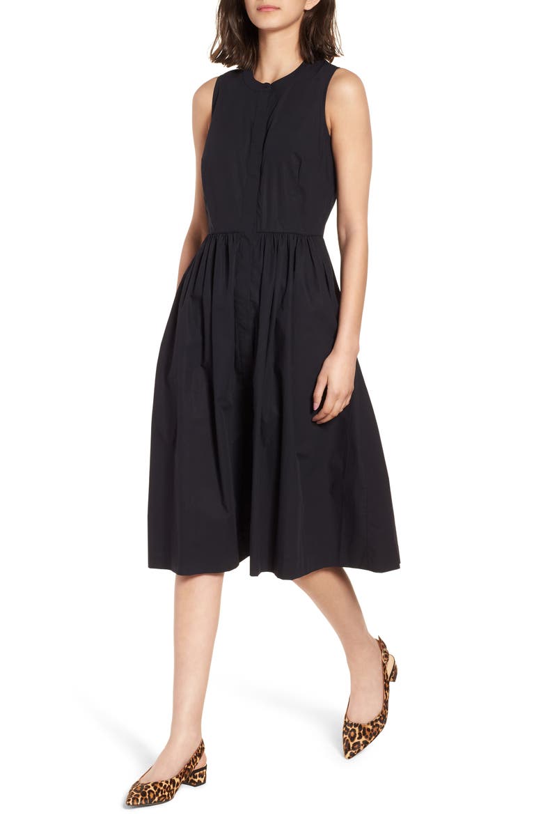 Atrium Midi Dress, Main, color, BLACK