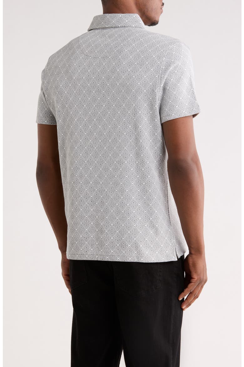 Santo Geometric Print Cotton Blend Polo, Alternate, color, GREY