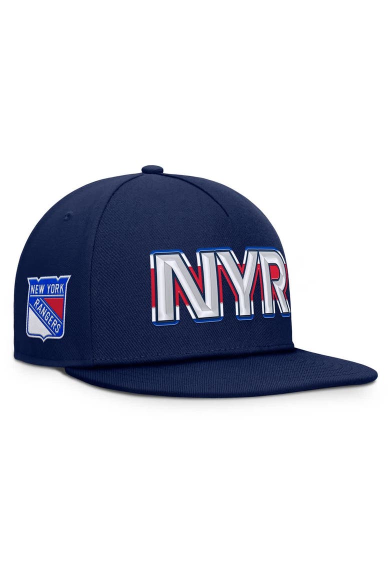 Men's Fanatics Navy New York Rangers Authentic Pro Rink Team Code Snapback Hat, Main, color, Navy