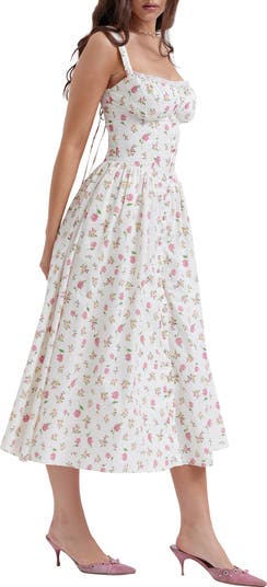 Elia Floral Stretch Cotton Blend Corset Sundress