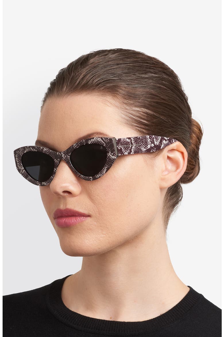 52mm Cat Eye Sunglasses, Alternate, color, PATTERN BLACK WHITE/ GREY