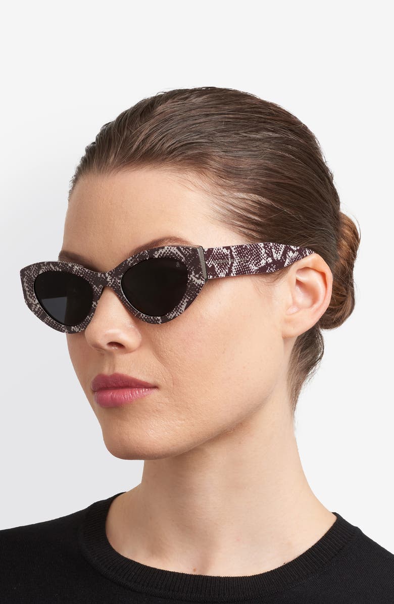 Stuart Weitzman 52mm Cat Eye Sunglasses, Alternate, color, Pattern Black White/ Grey