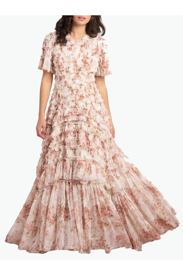 Summer's Rose Valentine Ruffle Gown, Main, color, White