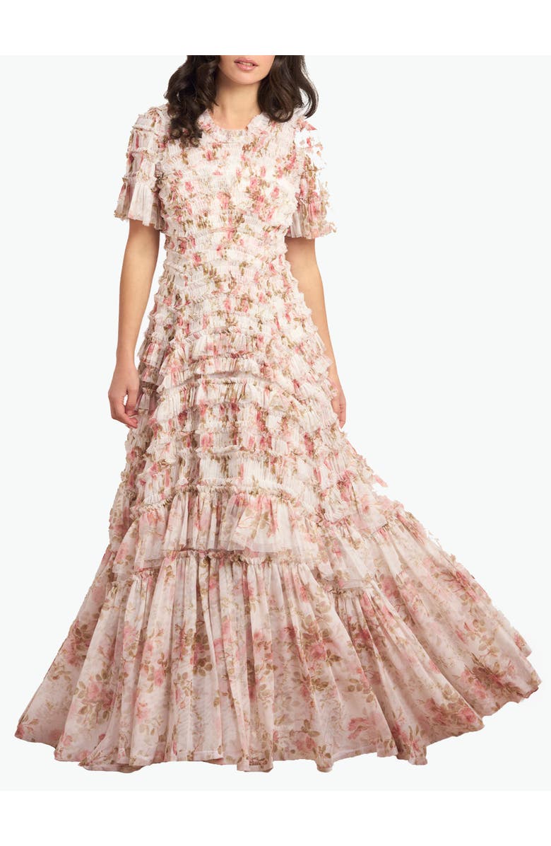 Needle & Thread Summer's Rose Valentine Ruffle Gown, Main, color, White