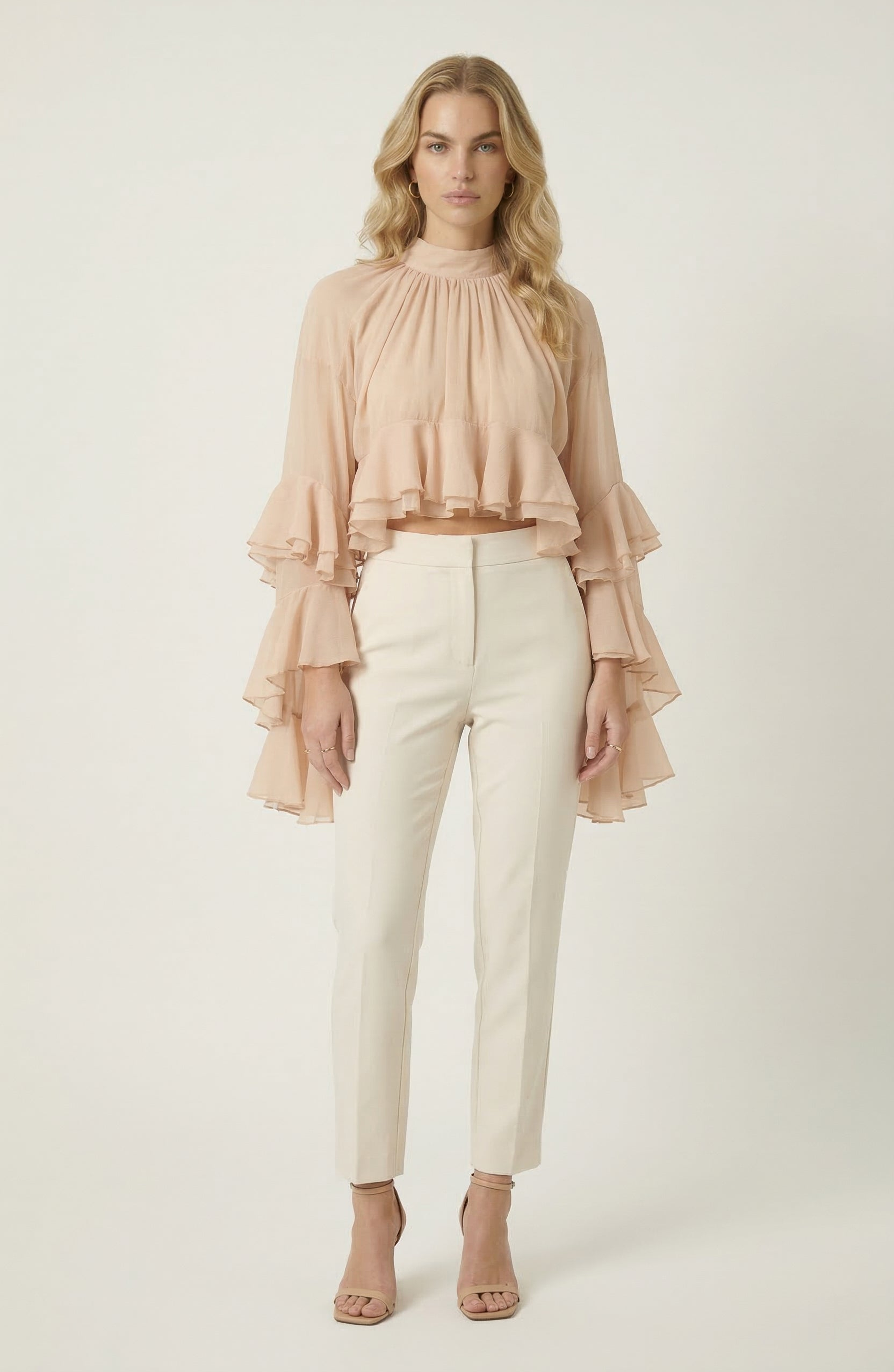 Sheer Ruffle Sleeve Blouse - image 4