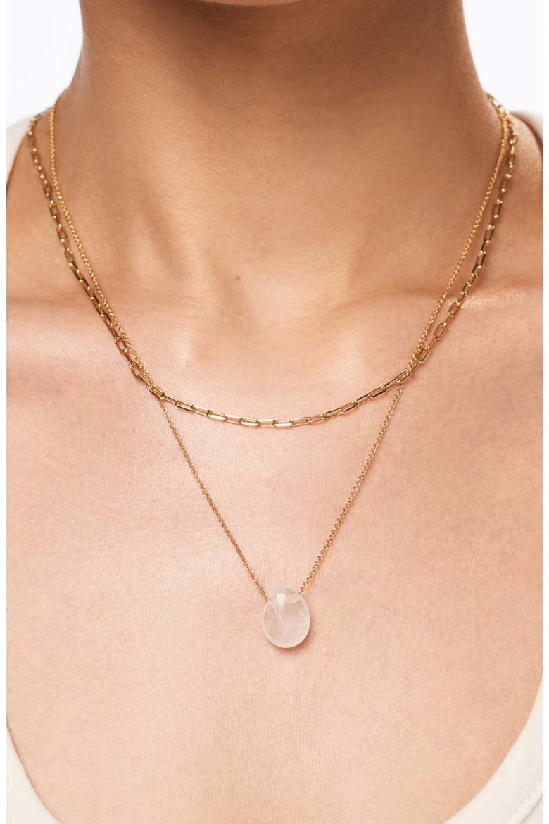 Pebble Mini Pendant Necklace, Alternate, color, GOLD / CLEAR