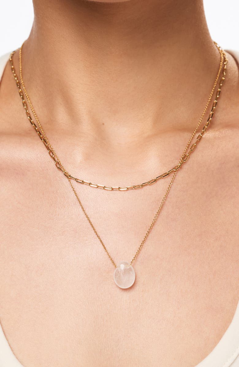Ana Luisa Pebble Mini Pendant Necklace, Alternate, color, Gold / Clear