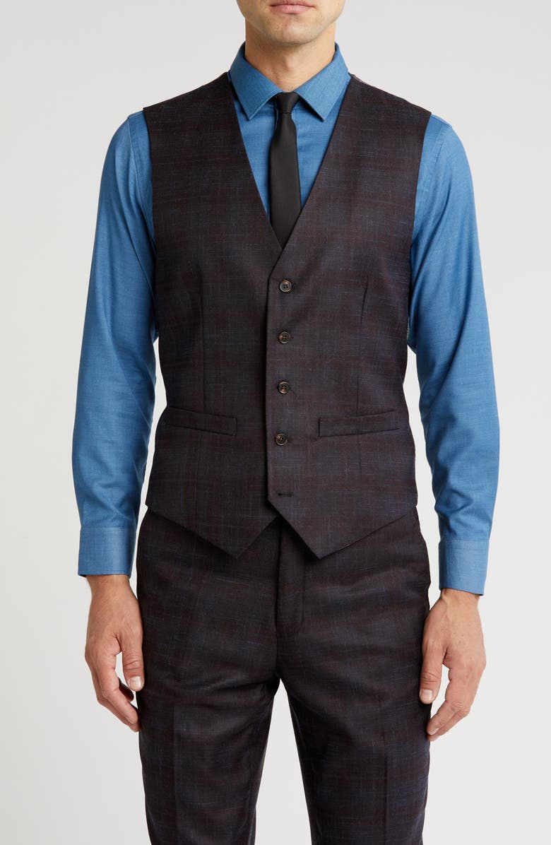 Gino Vitale Slim Fit 3-Piece Tailored Check Suit, Alternate, color, Black