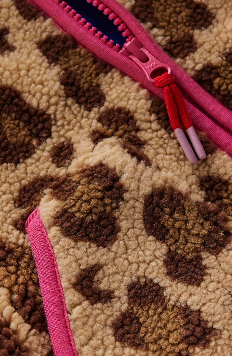 Mini Boden Kids' Leopard Print Textured Fleece Jacket, Alternate, color, Leopard