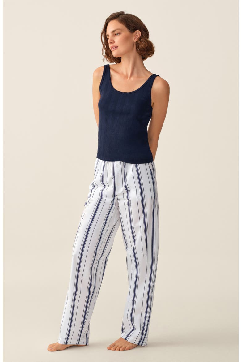 Romy Cotton Poplin Pajama Pants, Alternate, color, NAVY