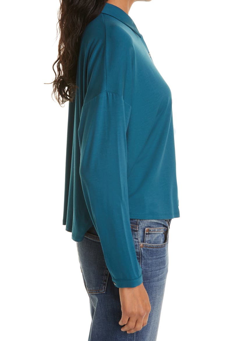 Classic Collar Stretch Jersey Boxy Shirt, Alternate, color, BLUE SPRUCE
