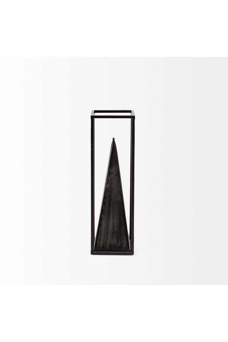 Memphis Metal Pyramid In A Square Frame, Alternate, color, Black