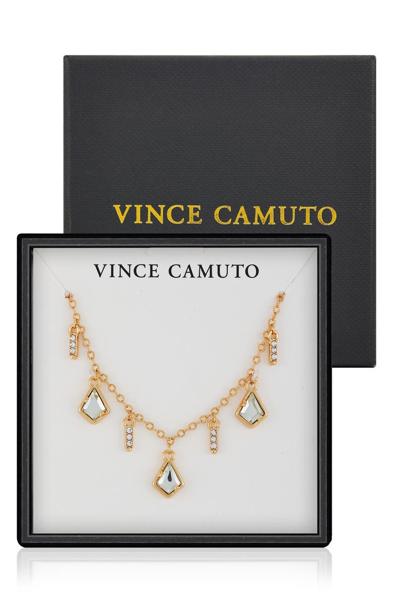 Vince Camuto Crystal Charm Frontal Necklace, Main, color, 