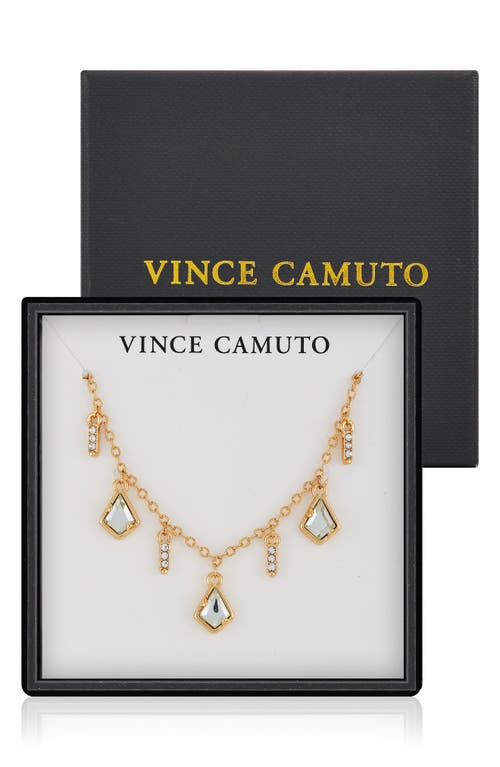 Vince Camuto Crystal Charm Frontal Necklace In Goldtone
