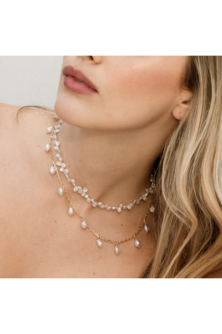 White Freshwater Cultured Keshi Pearl Jasmine Necklace for Women, Alternate, color, Sterling Silver