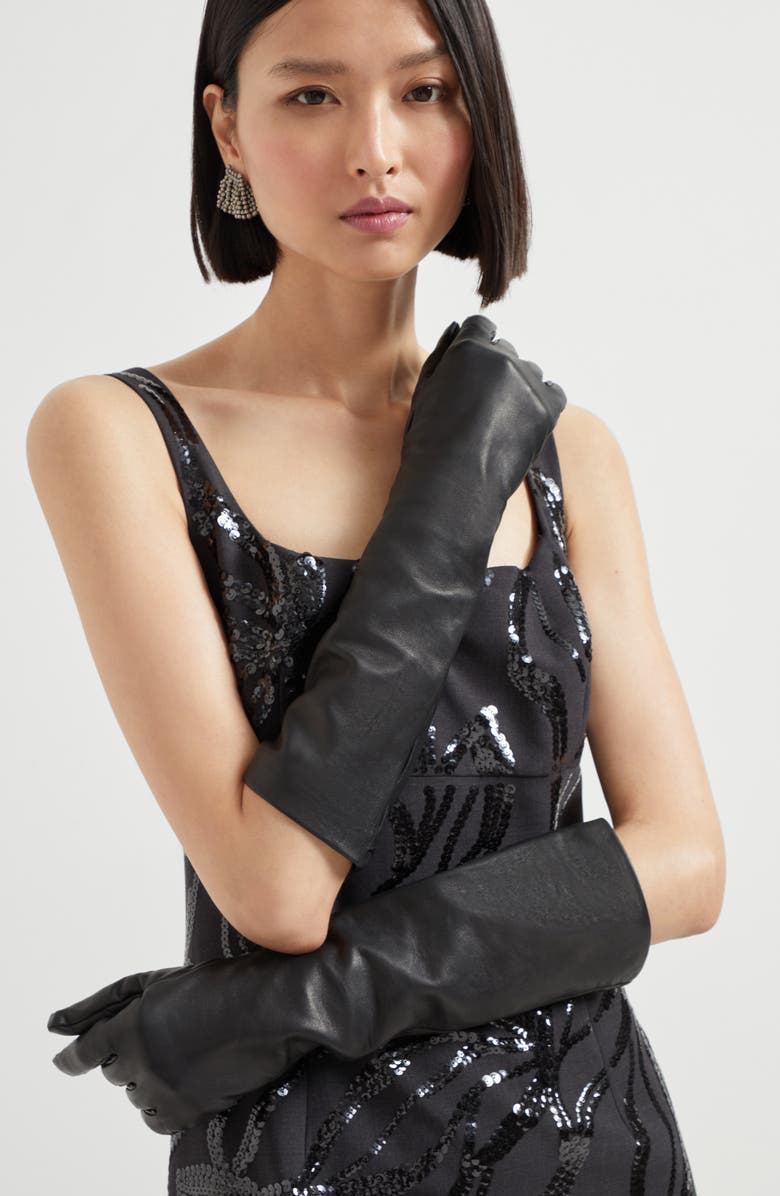 Brunello Cucinelli Long gloves, Alternate, color, Black