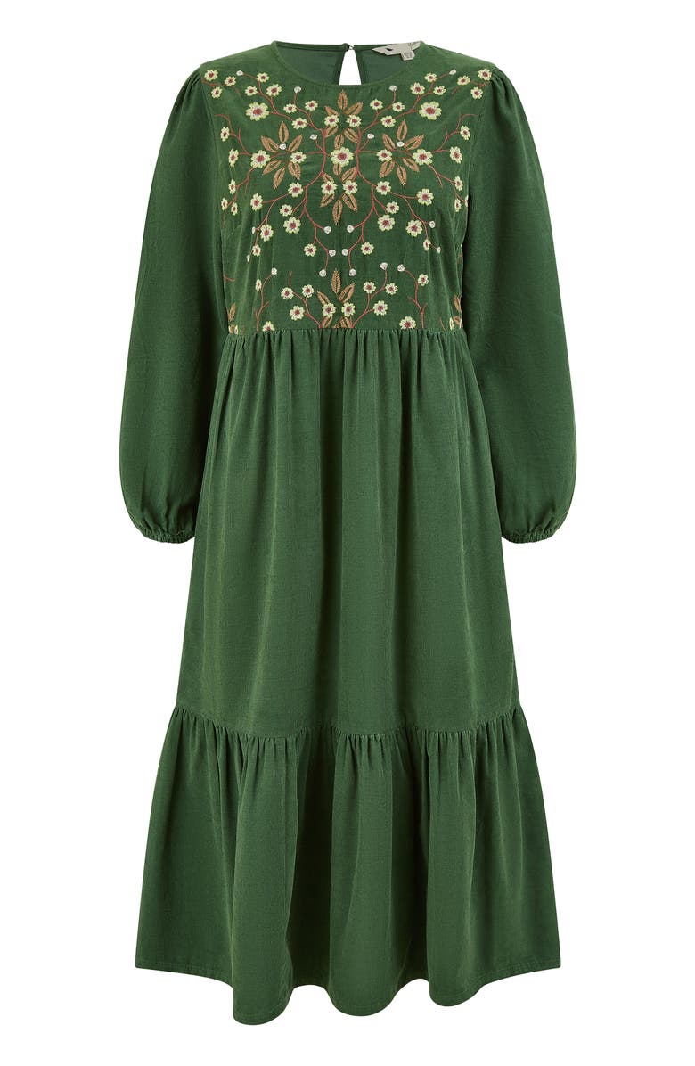 Yumi Long Sleeve Embroidered Midi Dress, Alternate, color, Green