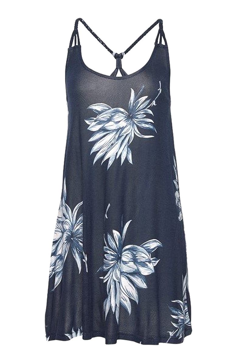 LASCANA Women's Beaded Strap Print Dress, Alternate, color, Dark Blue Multi