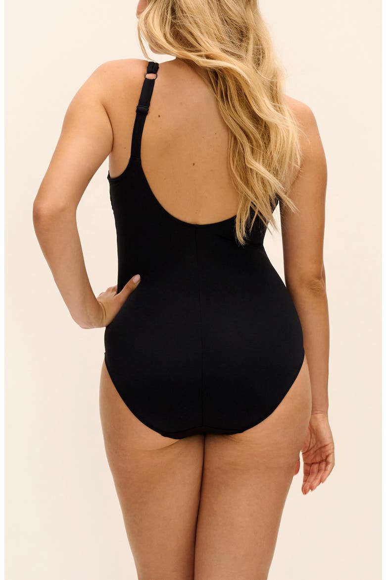 Merissa Underwire Twist Front One-Piece Swimsuit, Alternate, color, BLACK