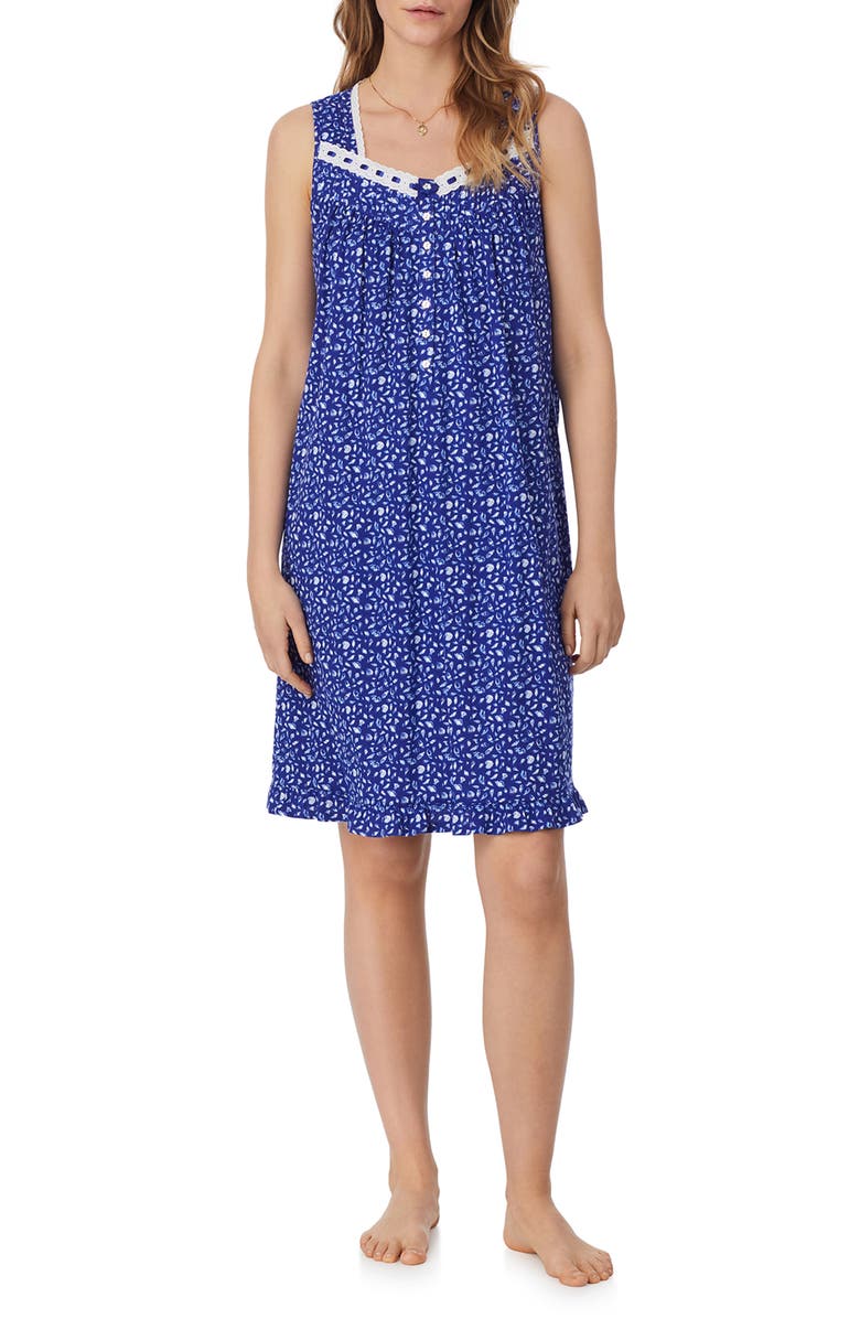 Eileen West Sleeveless Cotton Jersey Short Nightgown, Main, color,