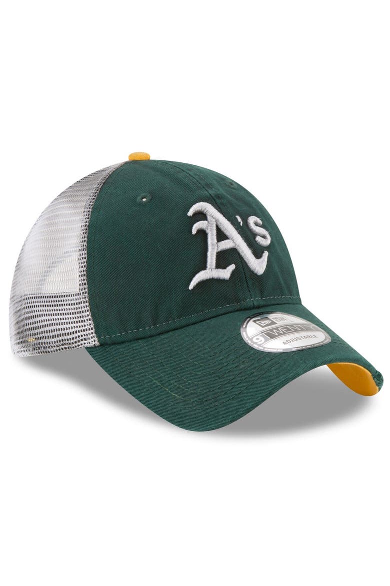 Men's New Era Green Oakland Athletics Team Rustic 9TWENTY Trucker Adjustable Hat, Alternate, color, Green