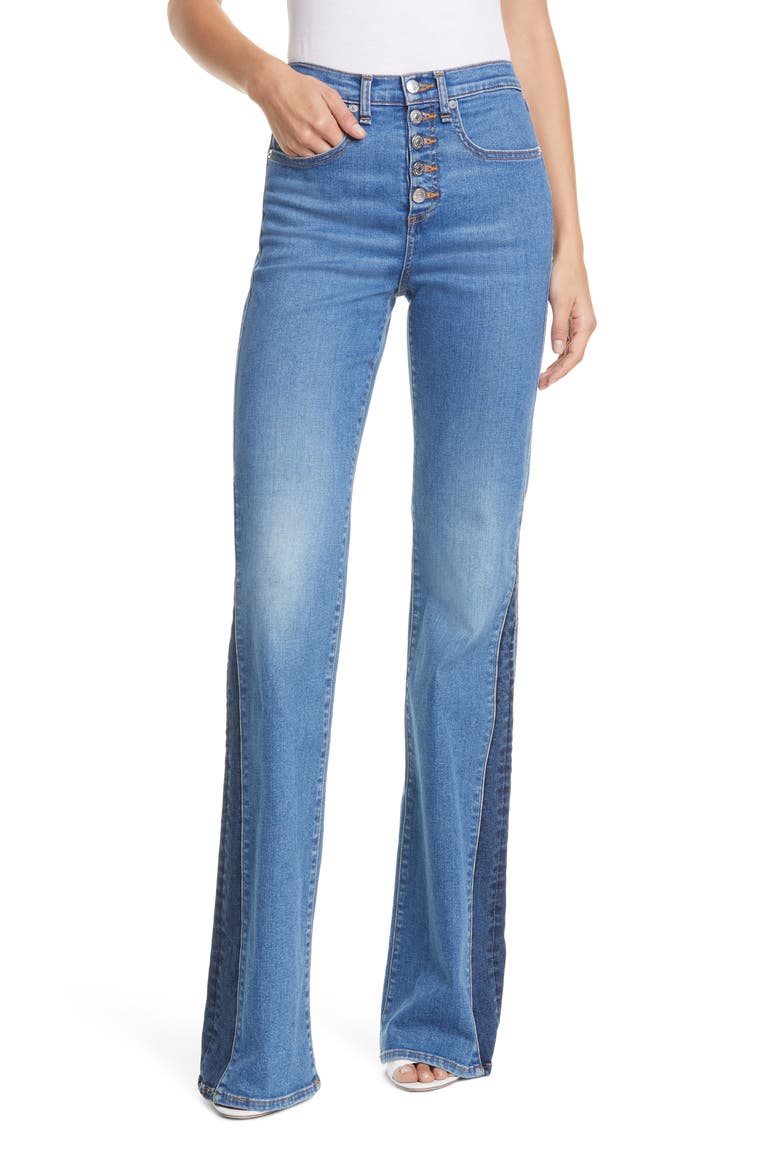 Kiley High Waist Inset Hem Wide Leg Jeans, Main, color, TWO TONE