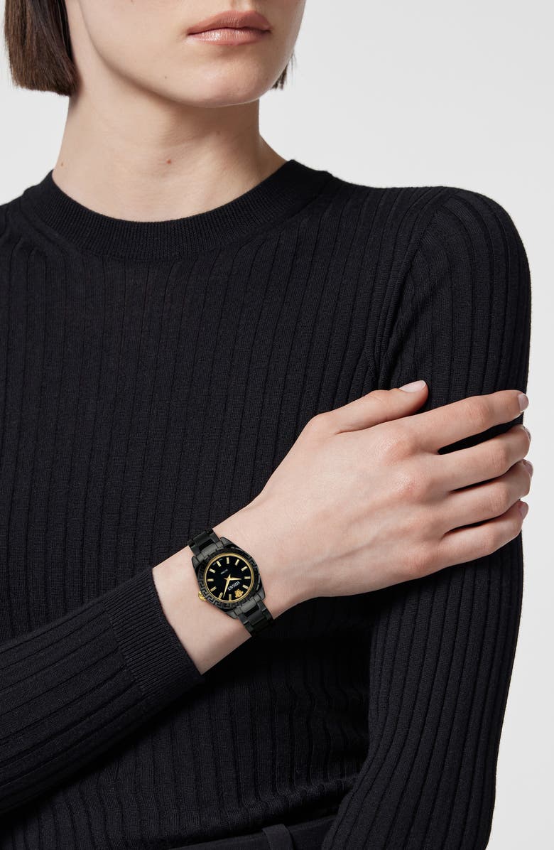 Versace DV One Mini Bracelet Watch, 28mm, Alternate, color, Black