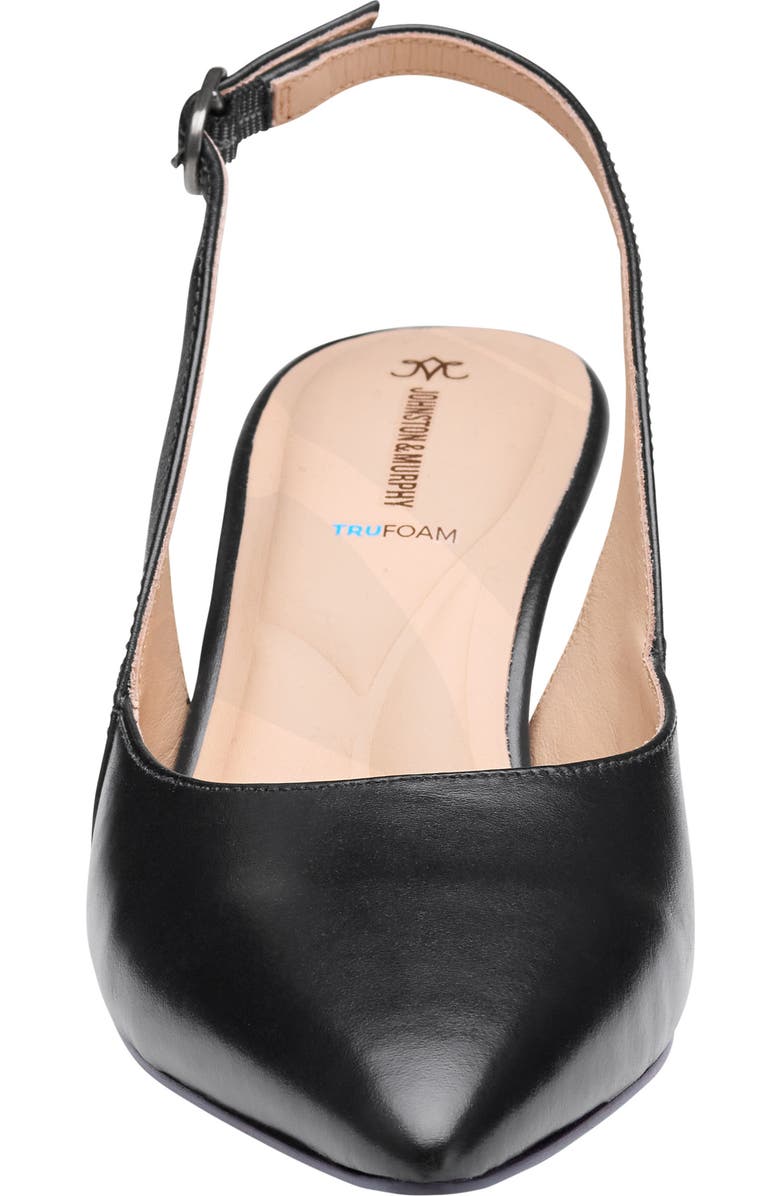 Johnston & Murphy Lindsey Slingback Pointed Toe Kitten Heel Pump, Alternate, color, Black Glove Leather