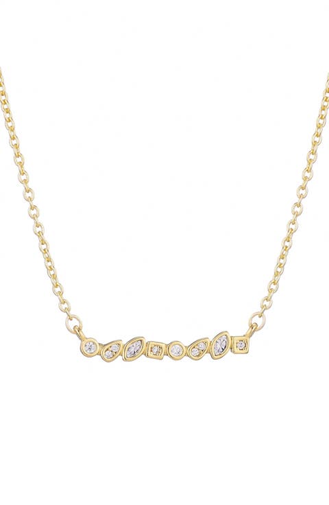 Dainty Mixed Crystal Bar Pendant Necklace