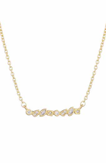 Adornia Dainty Mixed Crystal Bar Pendant Necklace