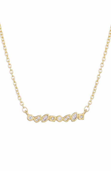 Adornia Dainty Mixed Crystal Bar Pendant Necklace
