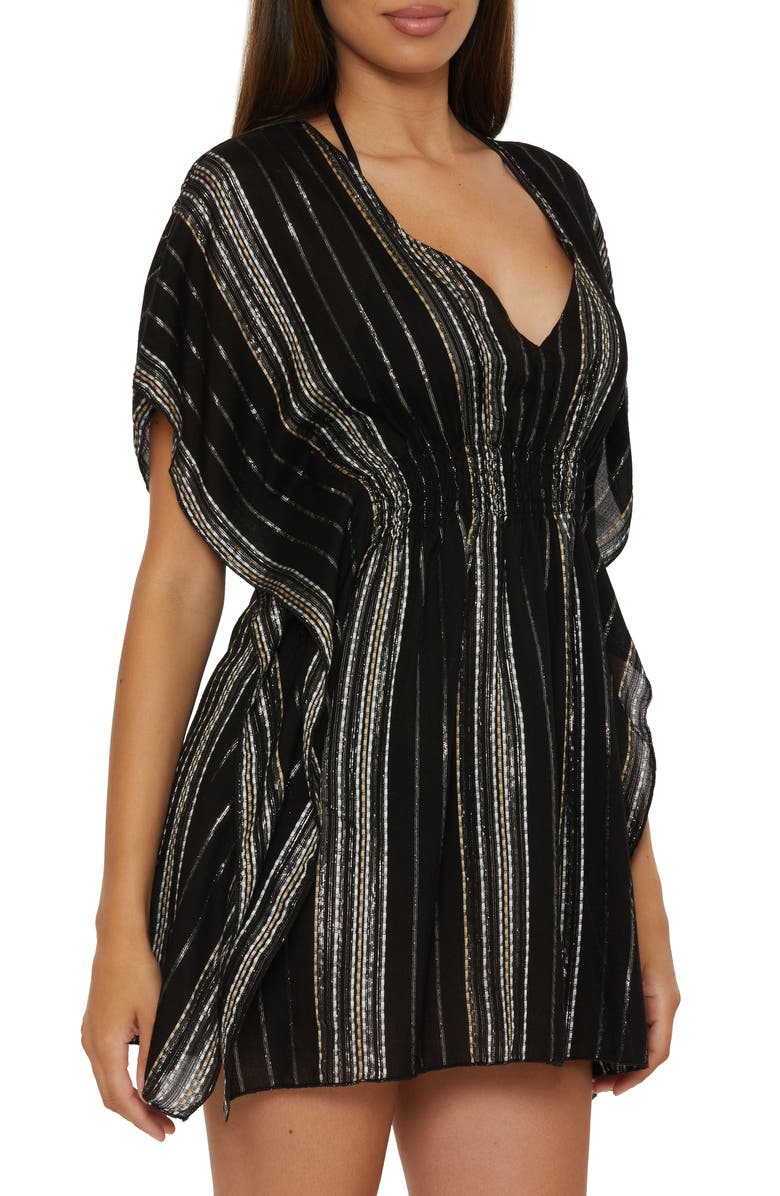 Becca Radiance Woven Cover-Up Tunic, Alternate, color, Black/ Multi