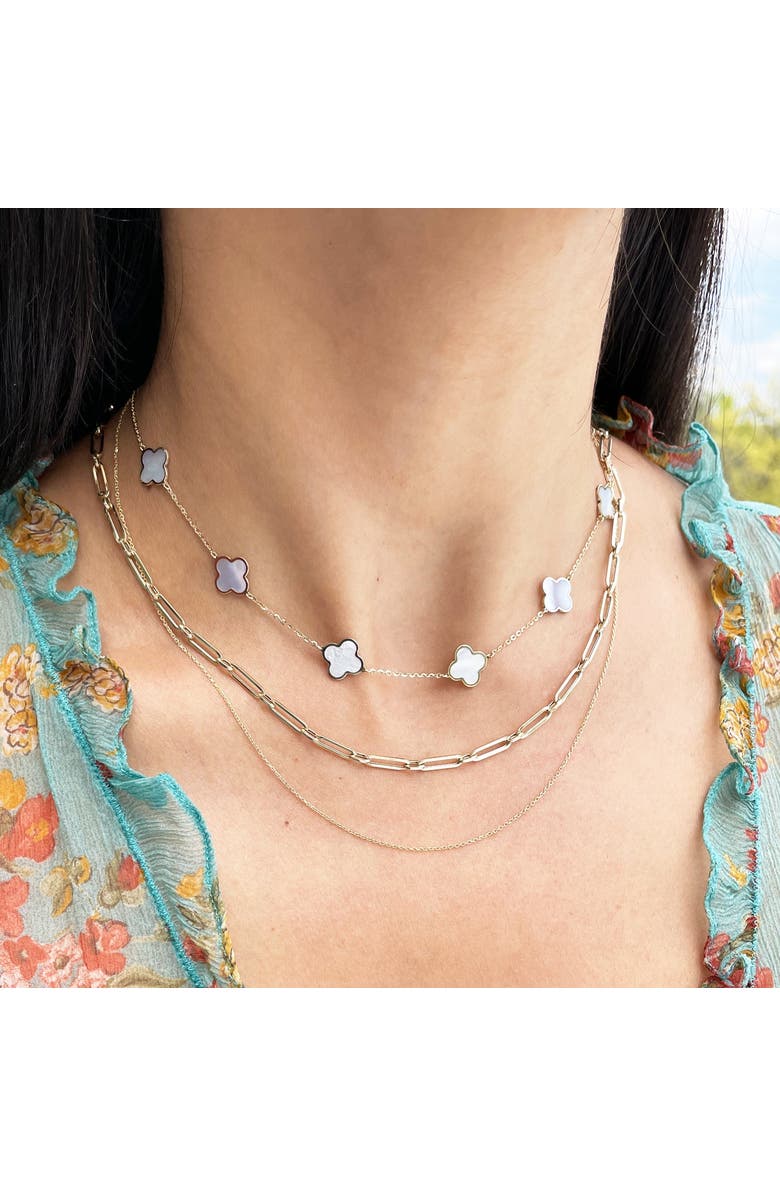 The Lovery Fine Jewelry Small Mother of Pearl Clover Necklace, Alternate, color, Mother Of Pearl