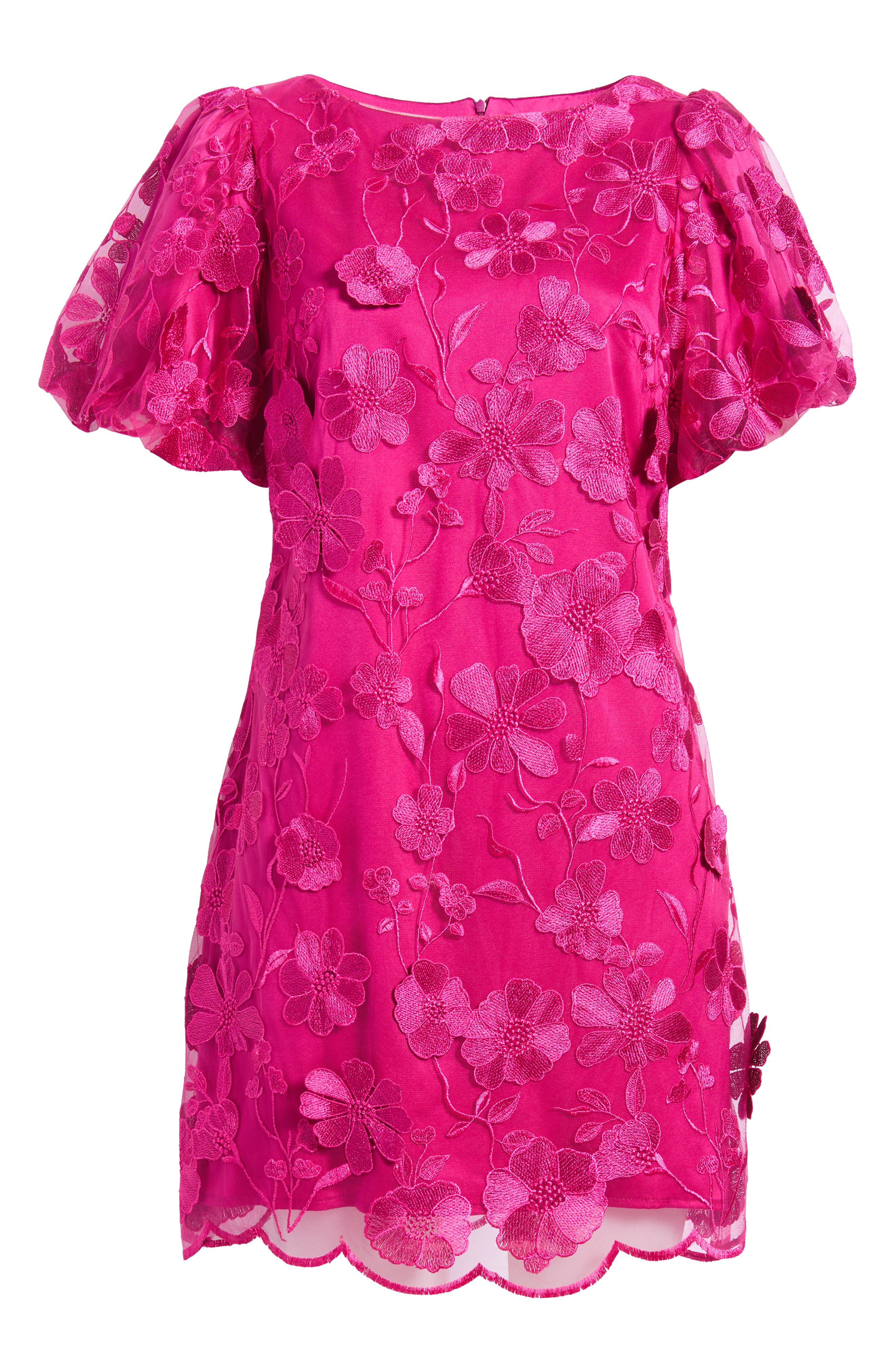 Eliza J Embroidered Puff Sleeve Shift Minidress (Women) | Nordstrom