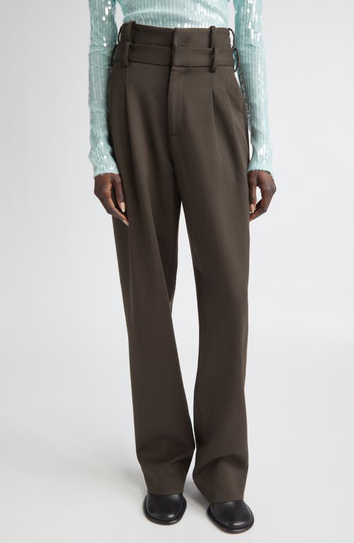 Monse Double Waistband Pleated Virgin Wool Trousers In Gray