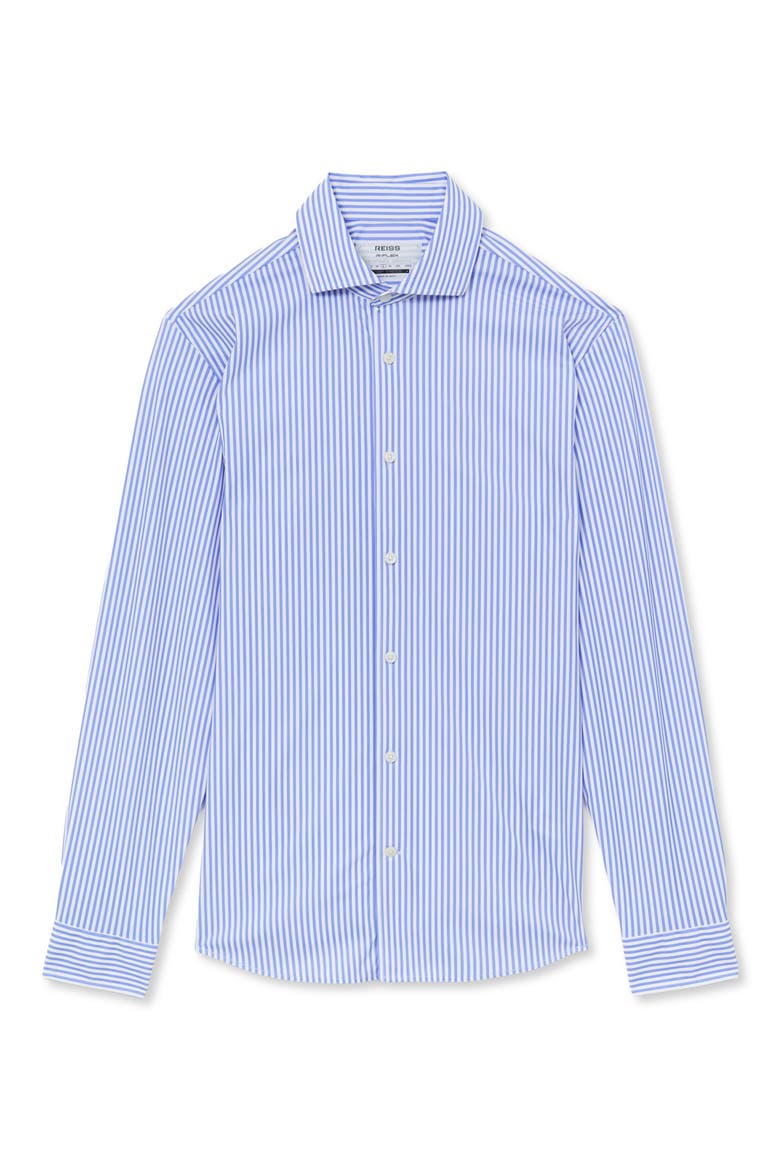 Volley Slim Fit Stripe Performance Shirt, Alternate, color, SOFT BLUE/ WHITE