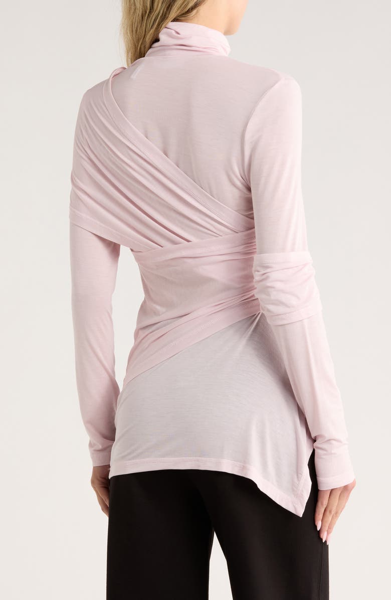 Helmut Lang Protection Draped Asymmetric Turtleneck Top, Alternate, color, Dusty Pink
