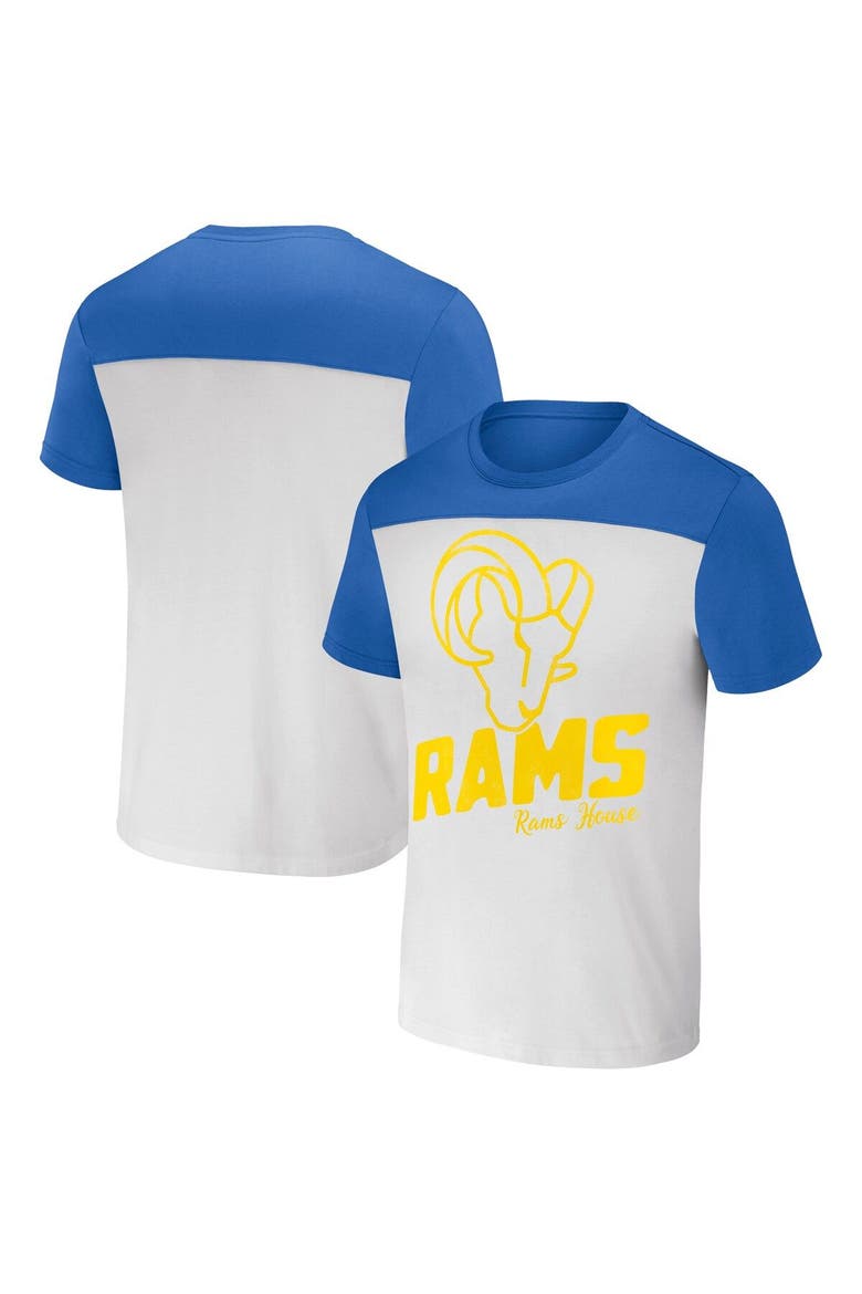 Men's NFL x Darius Rucker Collection by Fanatics White/Royal Los Angeles Rams Colorblocked T-Shirt, Main, color, Cream