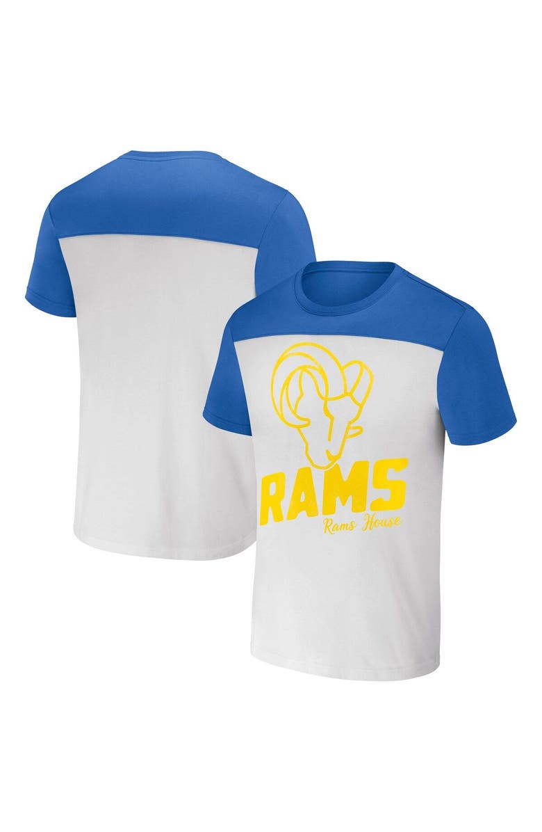 NFL X DARIUS RUCKER Men's NFL x Darius Rucker Collection by Fanatics White/Royal Los Angeles Rams Colorblocked T-Shirt, Main, color, White
