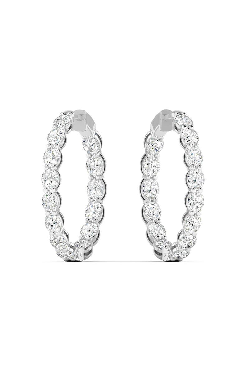 Double Oval Lab Diamond Hoop Earrings in 14K, Alternate, color, White Gold