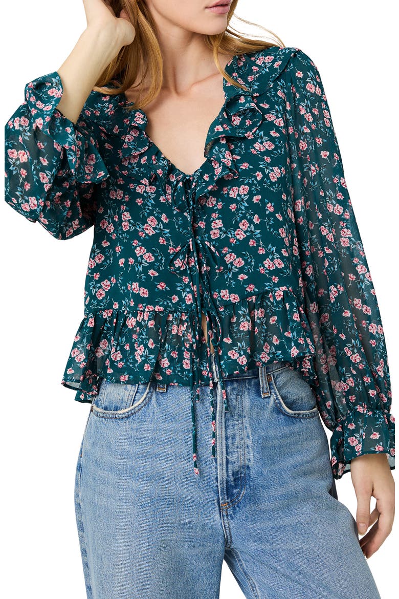 Marina Silky Chiffon Peplum Top, Main, color, LUCIA FLEUR