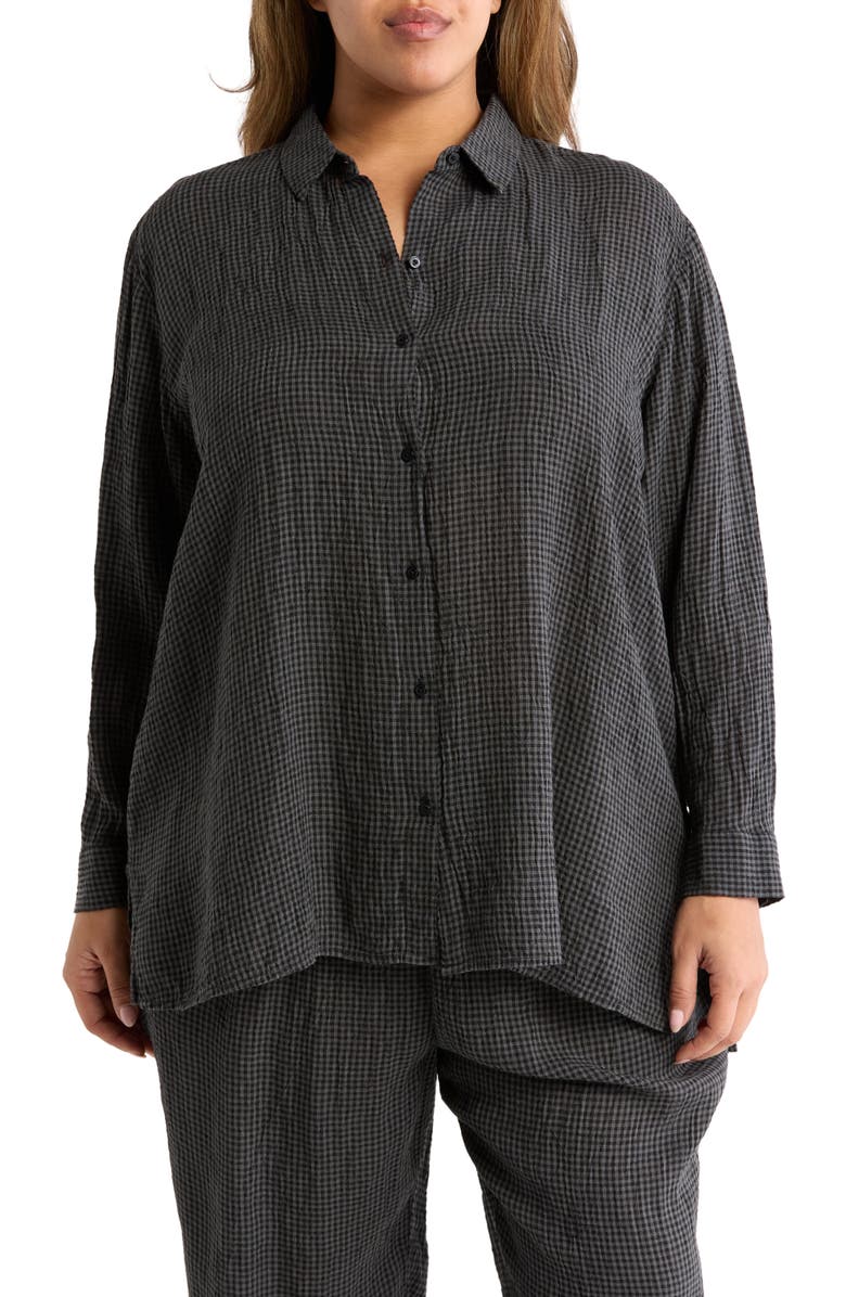 Eileen Fisher Classic Check Organic Cotton Button-Up Shirt, Main, color, 