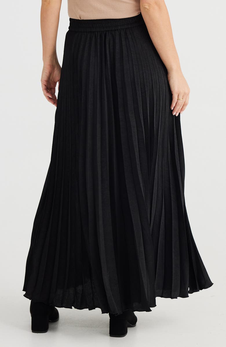 Brave+True Alias Pleated Maxi Skirt, Alternate, color, Black